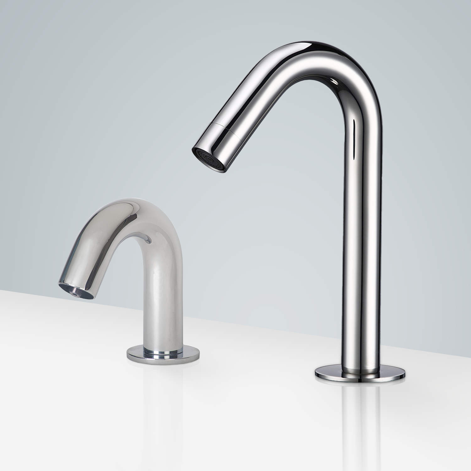 Fontana Bollnäs Chrome Gooseneck Motion Sensor Faucet & Automatic Soap Dispenser For Restrooms